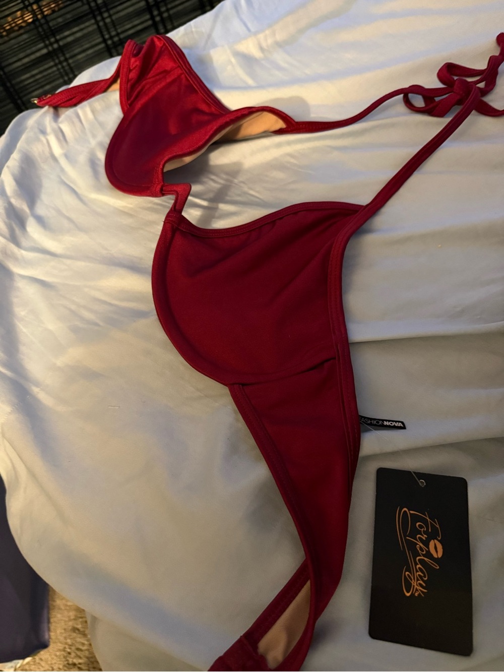 Fashion Nova Maroon Red Bikini Top